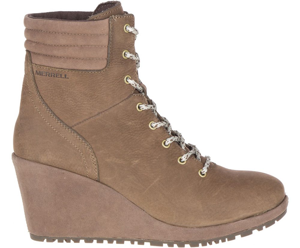 Botas Senhora - Merrell Tremblant Wedge Waterproof - Marrom - TFP317564